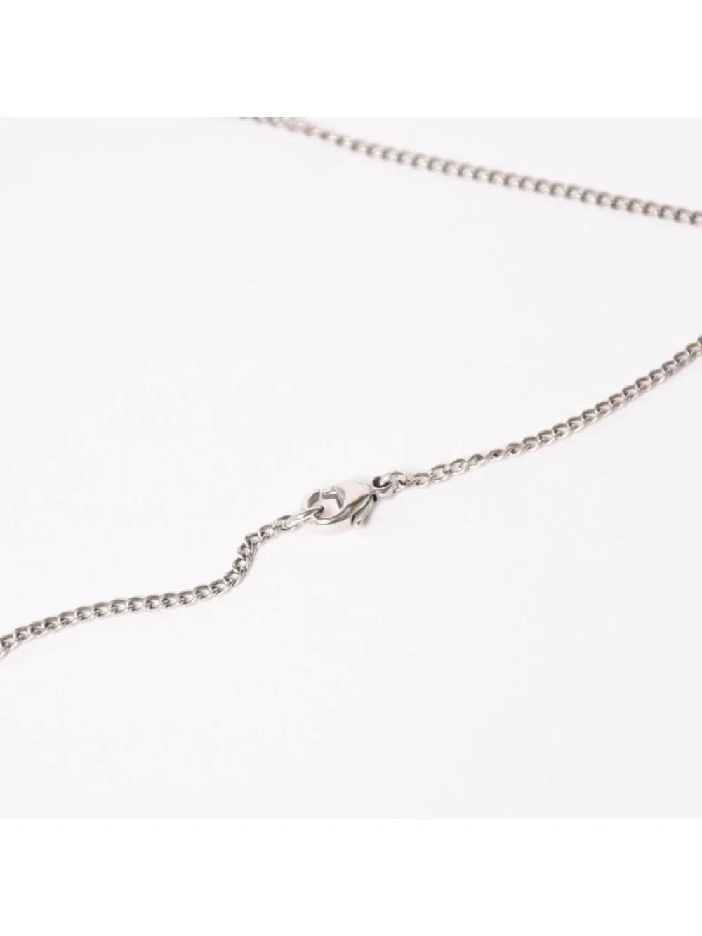 Chanel Necklace CC Logo Border Orange Pink Silver 05